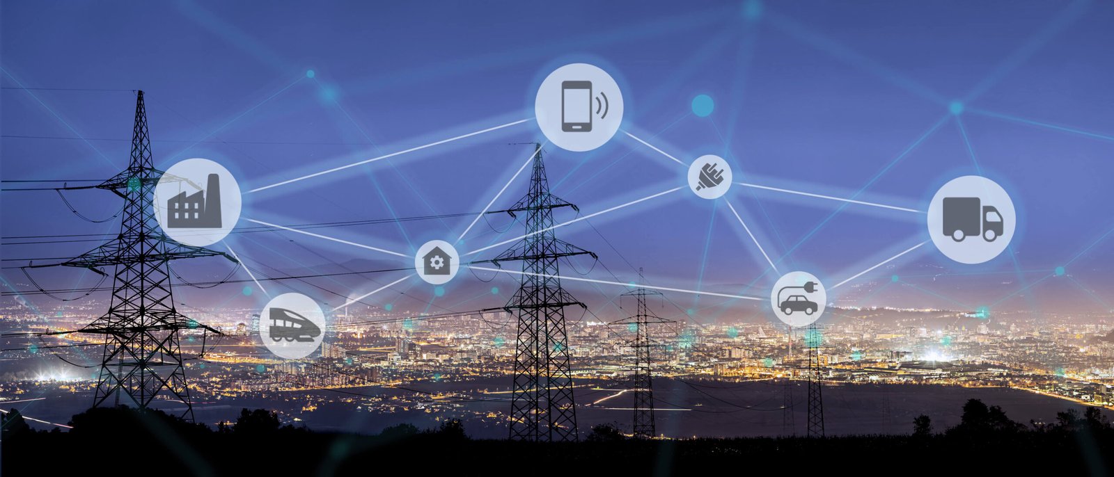 Illustration showing modern electrical industry trends, including smart home technology, EV charging, LED lighting, and surge protection in a residential setting.